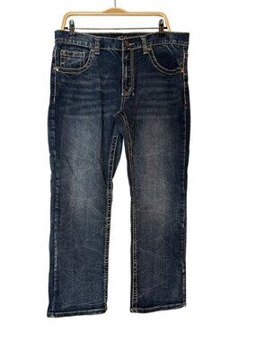 True Luck Men's Straight Leg Medium Wash Jeans Size 34x30